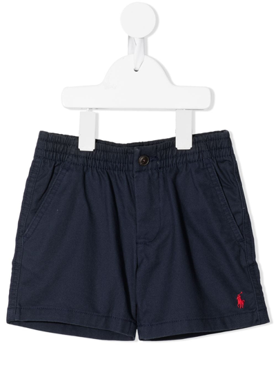 Shop Ralph Lauren Logo-embroidered Denim Shorts In Blue