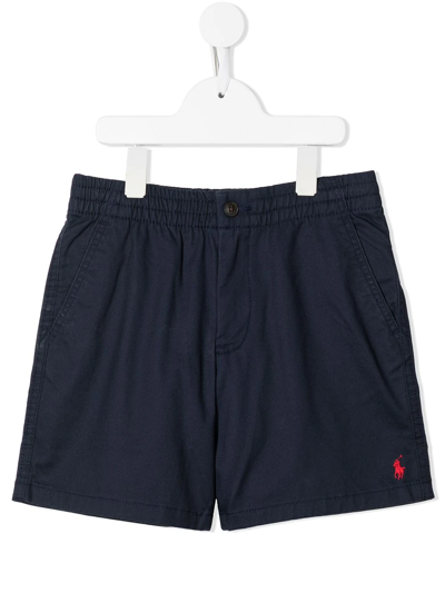 Shop Ralph Lauren Logo-embroidered Cotton Shorts In Blue