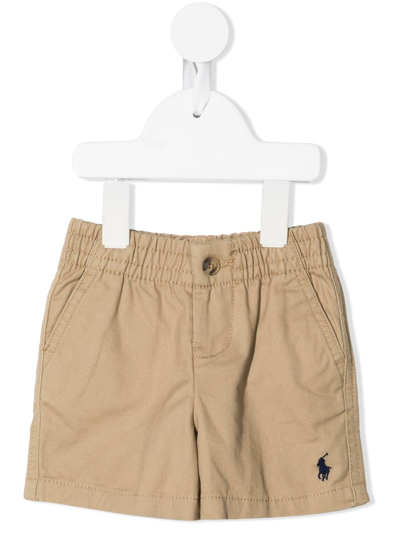 Shop Ralph Lauren Logo-embroidered Cotton Shorts In Brown
