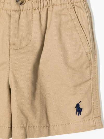 Shop Ralph Lauren Logo-embroidered Cotton Shorts In Brown