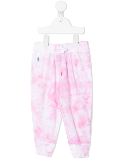 Polo Ralph Lauren Logo-embroidered Tie-dye Track Suits In Pink