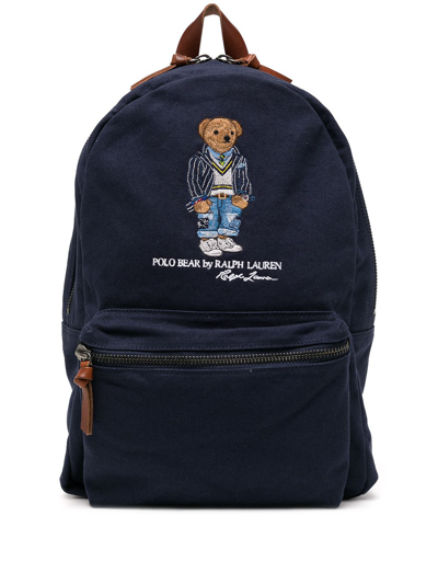 Shop Polo Ralph Lauren Polo Bear Embroidered Backpack In Blue