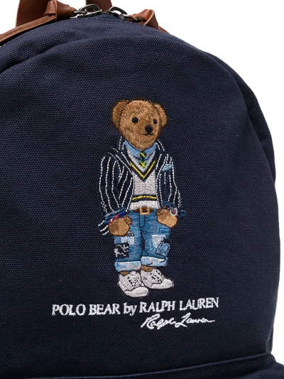 Shop Polo Ralph Lauren Polo Bear Embroidered Backpack In Blue