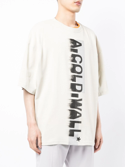 Shop A-cold-wall* Blurred Logo-print T-shirt In Neutrals