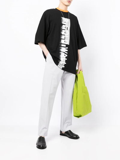 A-cold-wall* Knitted Large Logo T-shirt Black Cotton T-shirt With Vertical Logo Print In Black