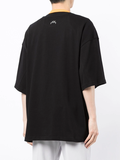 A-cold-wall* Knitted Large Logo T-shirt Black Cotton T-shirt With Vertical Logo Print In Black