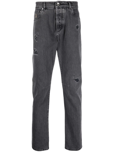 Shop Brunello Cucinelli Straight-leg Jeans In Grey