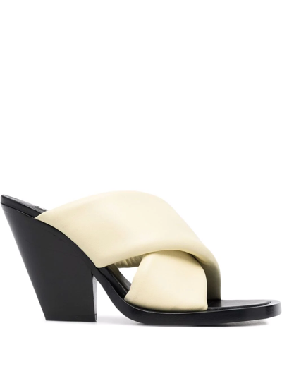 Shop Jil Sander Padded Leather Mules In Yellow