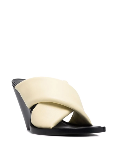 Shop Jil Sander Padded Leather Mules In Yellow