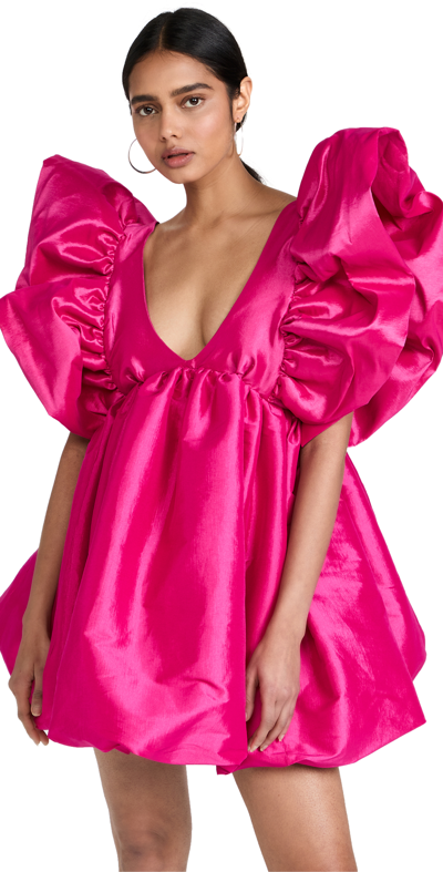 Shop Kika Vargas Adri Dress In Fuchsia Taffeta