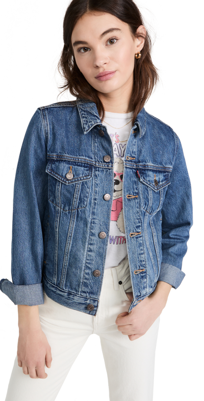 Levi's Shearling-collar Denim Jacket In Blue