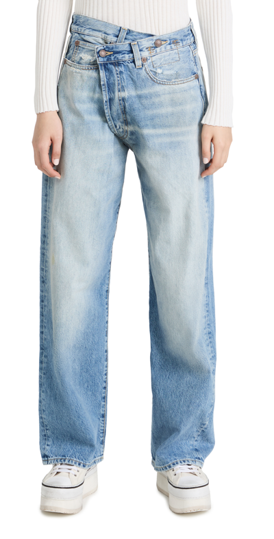 Shop R13 Wide Leg Jeans In Irving Blue