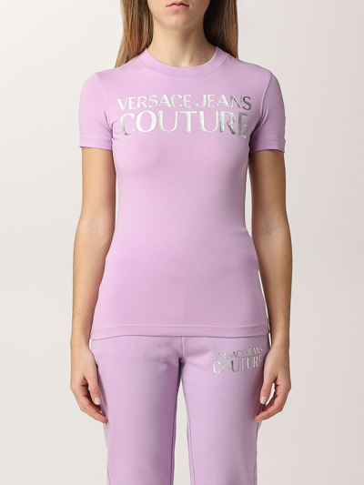 Shop Versace Jeans Couture Cotton T-shirt In Lavander