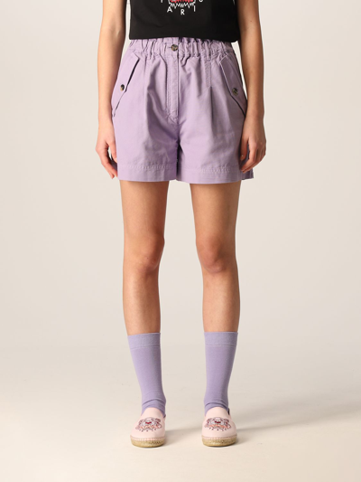 Shop Kenzo Cotton Shorts In Lilac