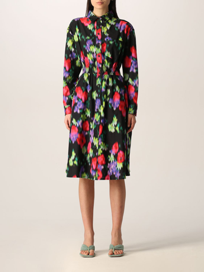 Shop Kenzo Dress With Shaded Floral Pattern In Black