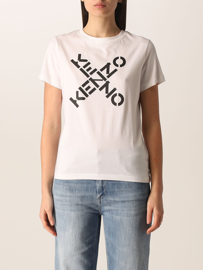 Shop Kenzo Cotton T-shirt With Logo In White