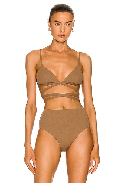 Shop Matteau Wrap Triangle Bikini Top In Cinnamon Crinkle