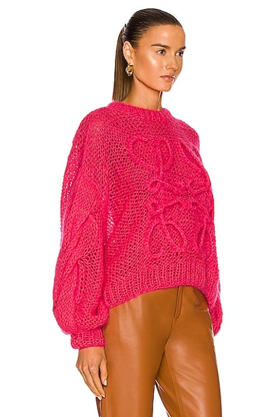 Shop Loewe Anagram Mohair Sweater In Fluo Pink