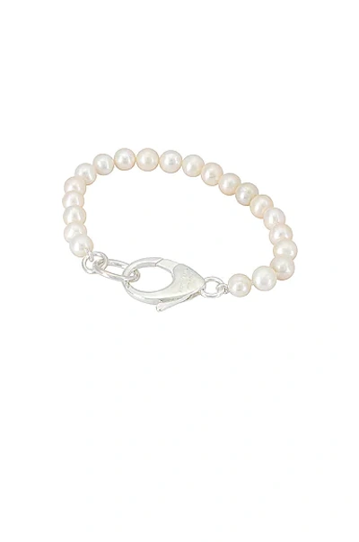 Shop Hatton Labs White Pearl Lobster Bracelet In Silver