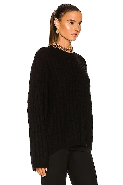 Shop Totême Cashmere Cable Knit Sweater In Black