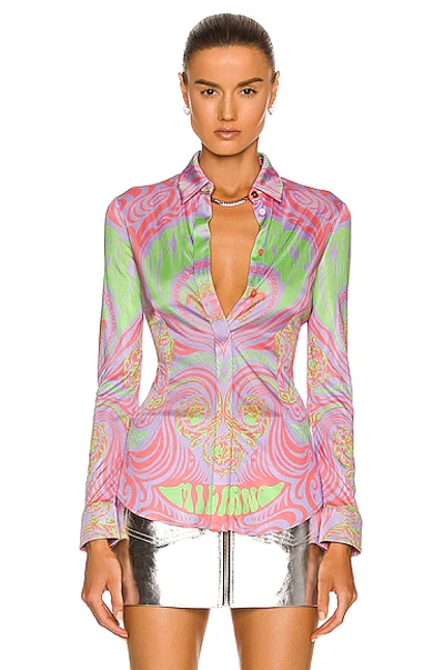 Shop Versace Medusa Music All Over Shirt In Coral & Orchid