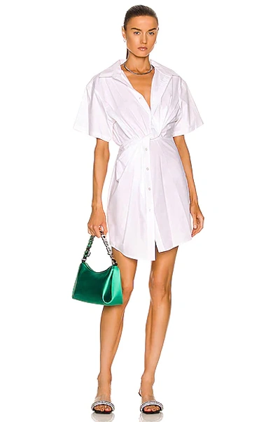 Shop Alexander Wang T Twisted Button Down Dress In Bright White