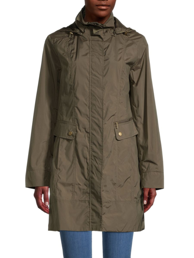 Shop Cole Haan Women's Packable Hood Jacket In Olive