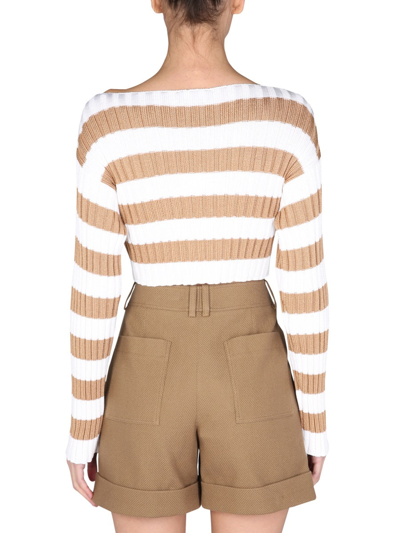 Shop Balmain Sweater With Striped Pattern In Multicolour
