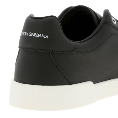 Shop Dolce & Gabbana Boys Leather Trainers Black