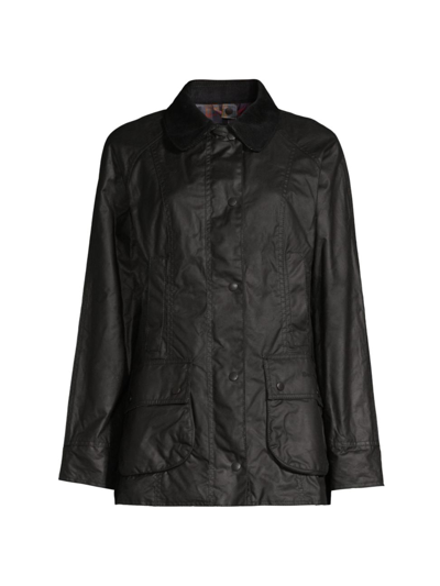 Shop Barbour Women's Beadnell Waxed Cotton Jacket In Black