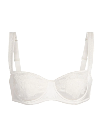 Shop Dolce & Gabbana Women's Stretch-silk Balconette Bra In Bianco Naturale