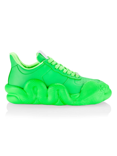 Shop Giuseppe Zanotti Men's Cobra Low-top Sneakers In Neon Green