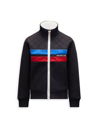 Shop Moncler Little Boy's & Boy's Quilted Striped Track Jacket In Black