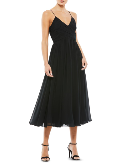 Shop Mac Duggal Women's Ieena Pleated Midi Dress In Black