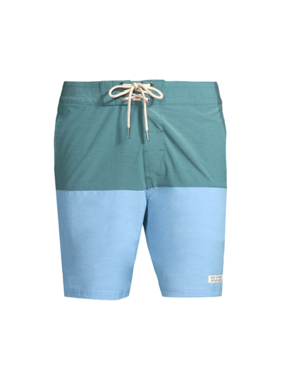 Shop Fair Harbor Men's 8" Seapine Jupiter Colorblocked Board Shorts In Green Blue