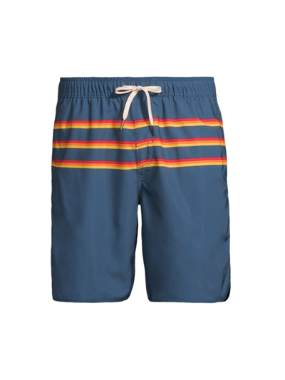 Shop Fair Harbor Men's 8" 3 Stripes Anchor Swim Shorts In Rainbow Stripe
