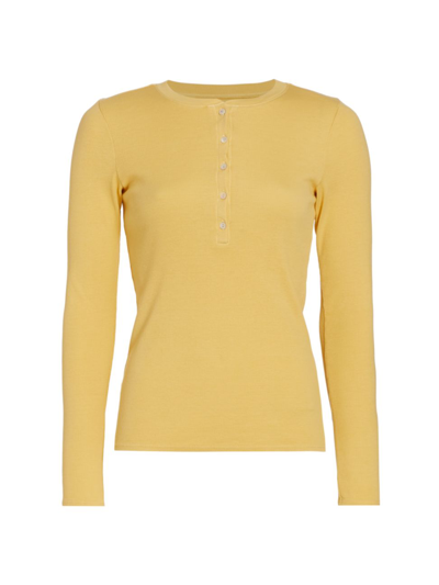 Shop Nili Lotan Women's Jordan Rib-knit Henley Top In Yellow