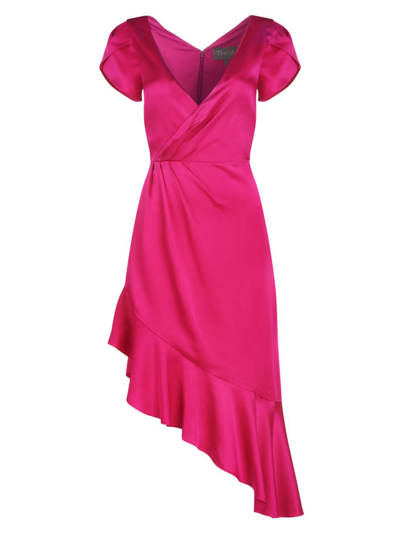 Shop Theia Women's Lisette High-low Ruffle Midi-dress In Soft Dahlia