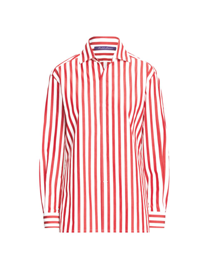 Shop Ralph Lauren Women's Capri Candy Stripe Shirt In Poppy Red White