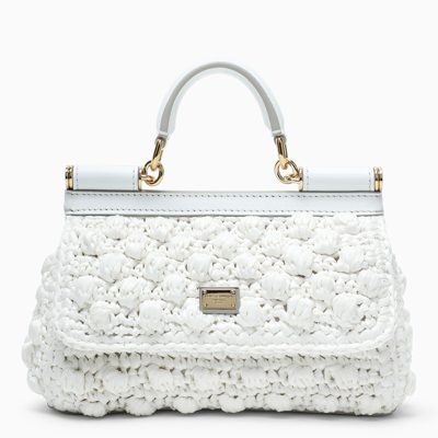 Shop Dolce & Gabbana White Crochet Sicily Mini Bag