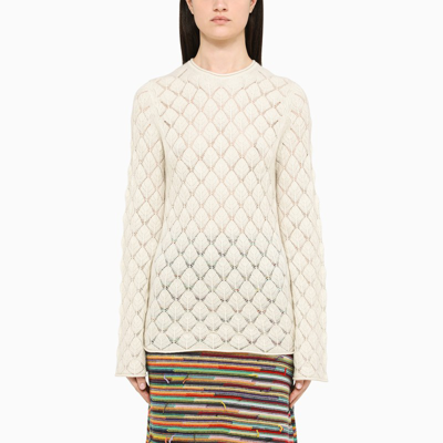 Shop Chloé White Shell-trim Knitted Sweater