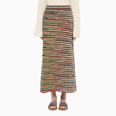 Shop Chloé | Multicolour Knitted Long Skirt In Multicolor