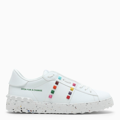 Valentino Open For A Change Rockstud Low-top Sneakers In White