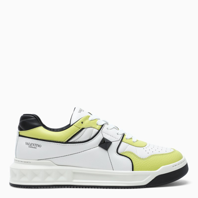 Shop Valentino White/lime/black One Stud Low-top Sneaker
