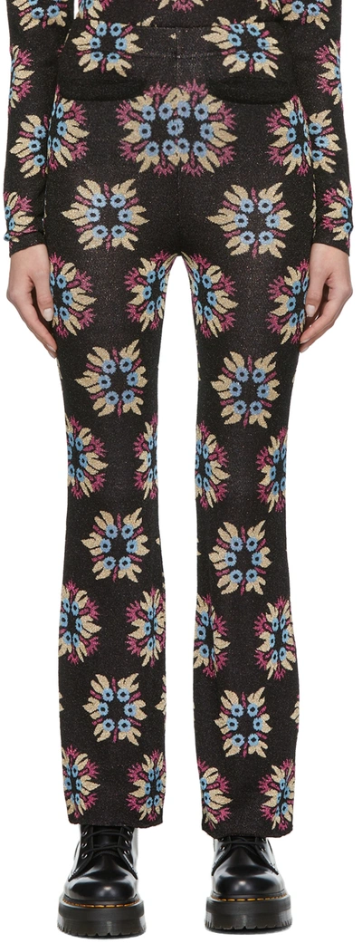 Rabanne Ssense Exclusive Black & Multicolor Jacquard Knit Capsule Flare Trousers In M006 Black Green