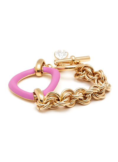 Shop Jw Anderson Oversized Link Chain Gold Plated Brass Crystal Bracelet In Metallic