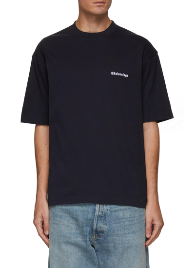 Shop Balenciaga ‘bb Corp' Vintage Cotton Jersey T-shirt In Blue