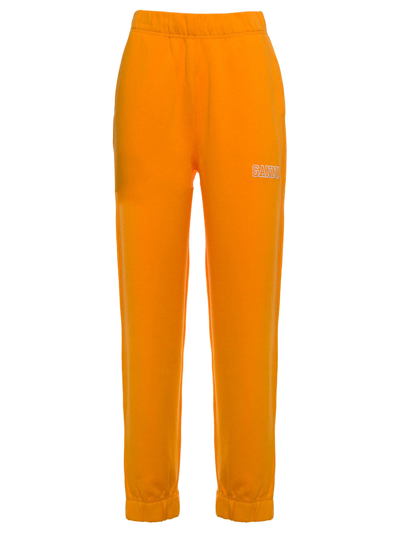 Shop Ganni Isoli Software  Orange Jersey Jogger  With Logo