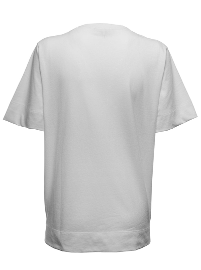 Shop Ganni White Thin Software Jersey T-shirt With Logo Print