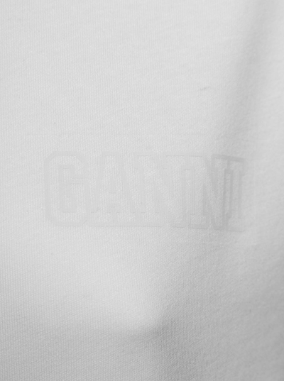 Shop Ganni White Thin Software Jersey T-shirt With Logo Print